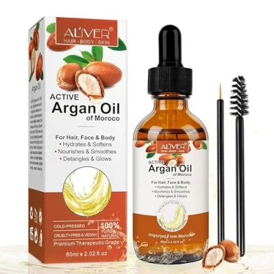 Image of Moroccan Argan Oil For Hair &amp; Skincare, 60ml Natural Vegan Scalpcare Fuller Healthier Men Women (Moroccan Oil)