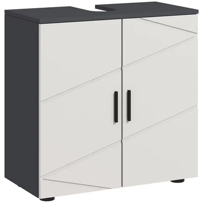 Image of kleankin Under Sink Bathroom Cabinet, Vanity Unit with 10 x 20cm U Cut Out and Adjustable Shelf, Light Grey