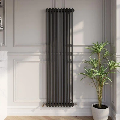 Image of Park Lane Traditional Vertical Colosseum Double Bar Column Radiator Black 1600 x 470mm