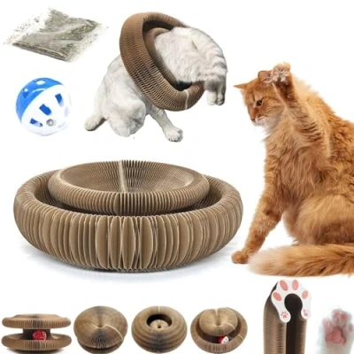 Image of Gienslru Kitty Kurlz, Magic Organ Cat Scratcher Board Ball Adventure The Ultimate Interactive Mental Physical Exercise for Indoor Cats Toy (1pc)