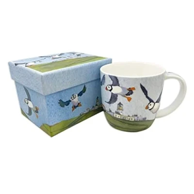 Image of Flying Puffins Mug Bone China Boxed 350ml Emma Ball