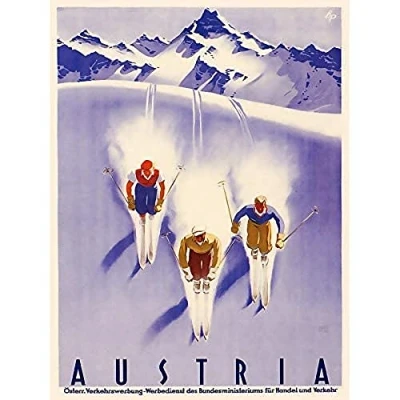 Image of Wee Blue Coo Austria Alps Ski Snow Winter Travel Unframed Art Print Poster Wall Decor 12X16 Inch