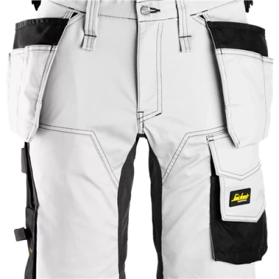 Image of Snickers AllroundWork Stretch Shorts Holster Pockets White/Black 48