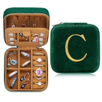 Image of TINGN Personalised Teenage Girls Gifts Gift, Travel jewellery Box, Organiser, Case, Mini Mirrored box C