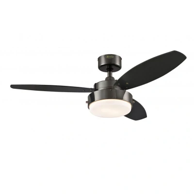Image of Westinghouse Alloy 78764 One-Light 105cm Ceiling Fan - Three-Blade Gun Metal with Opal Frosted Glass