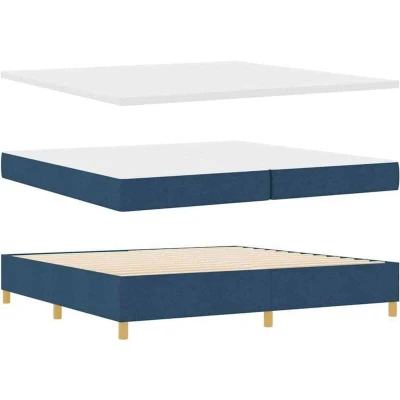 Image of vidaXL Box Spring Bed with Mattress Blue, 200x200 cm, Fabric