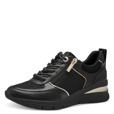 Image of Tamaris Women&#039;s 1 23720 43 Sneaker, Black Gold, 4 UK