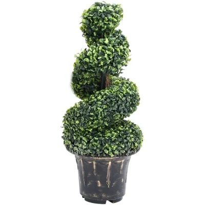 Image of vidaXL Artificial Boxwood Spiral Plant with Pot Green 89 cm