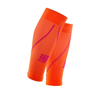 Image of CEP calf SLEEVE 2.0 for women Run compression sleeves in orange/pink, size IV