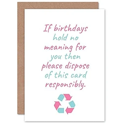 Image of Artery8 Birthday Recycle This No Meaning Happy Funny Eco Friendly Sealed Greeting Card Plus Envelope Blank inside
