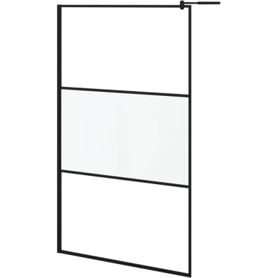 Image of vidaXL Walk in Shower Wall 115x195 cm Frosted ESG Glass Black