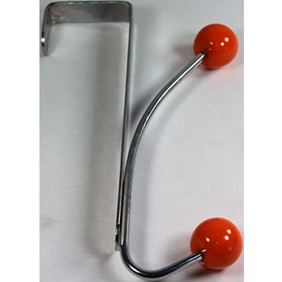 Image of Over Door Hook Set OF 2 Chrome Plated Steel With Orange Colour