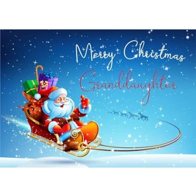 Image of doodlecards Granddaughter Christmas Card Santas Sleigh Medium Size for with Plain Envelope