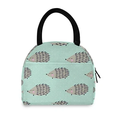 Image of Hunhuni Lunch Tote Bag Cute Animal Hedgehog, Insulated Reusable Box Container for Kids Boys Girls School Office Travel Picnic