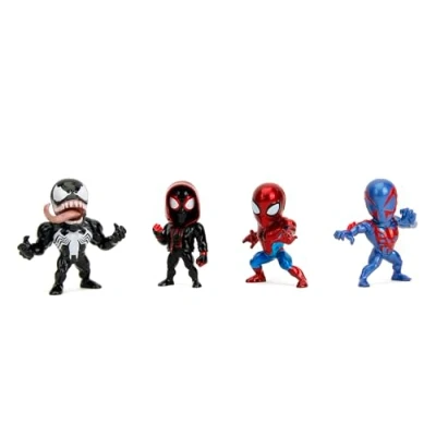 Image of Jada Marvel Spiderman Metal Wave 1 Pop Culture Collectible Figures 4 Pack 2.5 Inch, Multicolour, for Fans &amp; Collectors Aged 8+