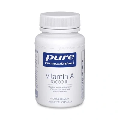 Image of Pure Encapsulations Vitamin A 10,000 IU Cod Liver Oil Supports The Maintenance of Normal Skin, Vision and Immune Function 120 Softgel Capsules