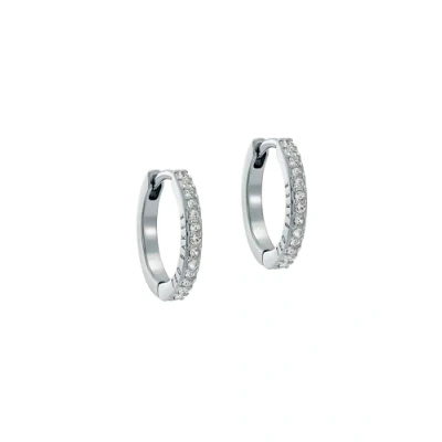 Image of Ted Baker Heplie Crystal Hoop Earrings (14mm outside diameter) For Women (Silver)