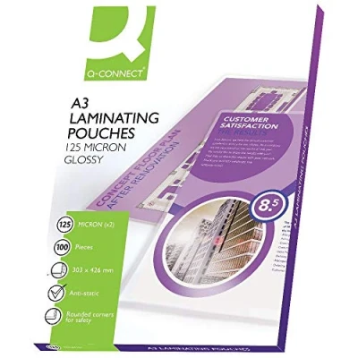 Image of Q Connect A3 Laminating Pouch 125 Micron (Pack of 25) KF04128