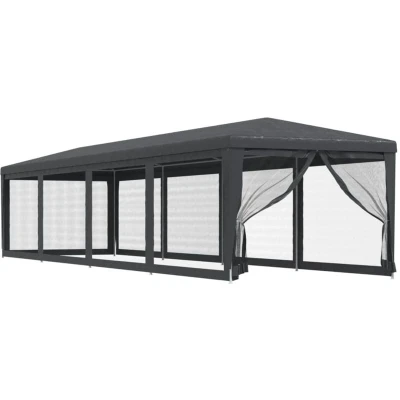 Image of vidaXL Party Tent with 10 Mesh Sidewalls Anthracite 3x12 m HDPE