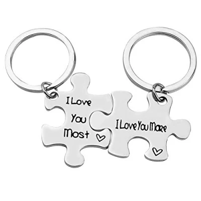 Image of I Love You Keyring Gifts for Boyfriend Girlfriend Husband Wife Wedding Anniversary Valentines Day Couple Christmas Birthday Him and Her