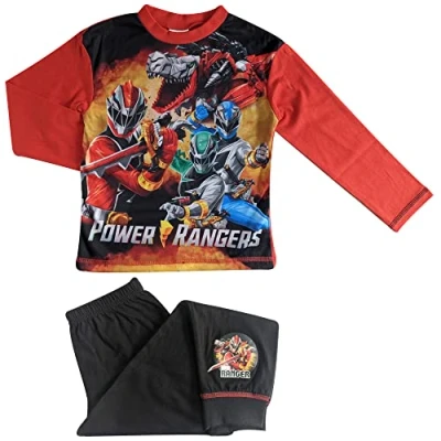 Image of Power Rangers Boys Pyjamas Long Sleeve 4 10 Years 7 8 Black/Red