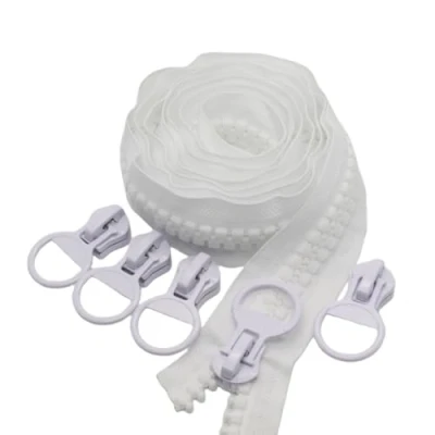 Image of YaHoGa #20 Super Large Plastic Zipper White Heavy Duty Zippers by The Yard Bulk 2 Yards with 5pcs Sliders for DIY Sewing Tailor Crafts Bags Tents Boat Cover Canvas (White Yards)