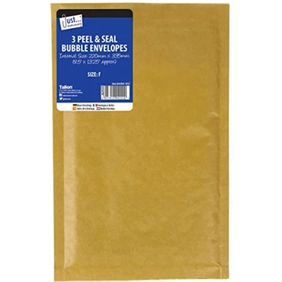 Image of Just Stationery Size F 220 x 335 mm Bubble Envelope (Pack of 3)