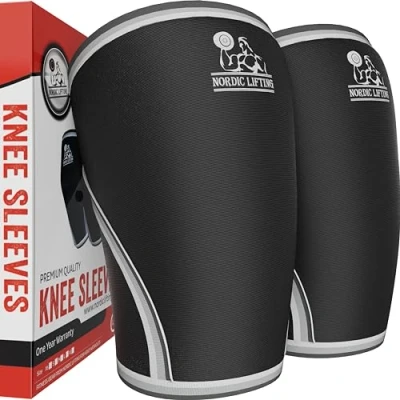Image of Nordic Lifting Knee Sleeves (1 Pair) Support &amp; Compression for Weightlifting, Powerlifting CrossFit 7mm Neoprene Sleeve the Best Squats Both Women Men 1 Year Warranty (X Small)