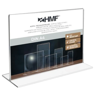 Image of HMF 46925 Acrylic Menu Holder upright DIN A4 Landscape Format Transparent