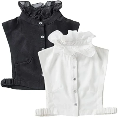 Image of LoudSung Detachable Half Shirt Blouse Fake Collar False Ruffle Floral Lace Stand Type Elegant for Women Girls