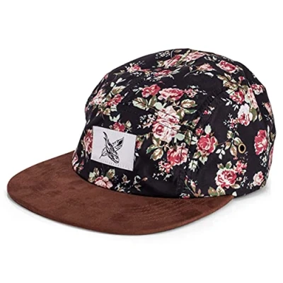 Image of Blackskies Black Beauty Vol. II 5 Panel Cap Men Women Surf Skate Sun Hat Rose with Flowers Unisex Baseball