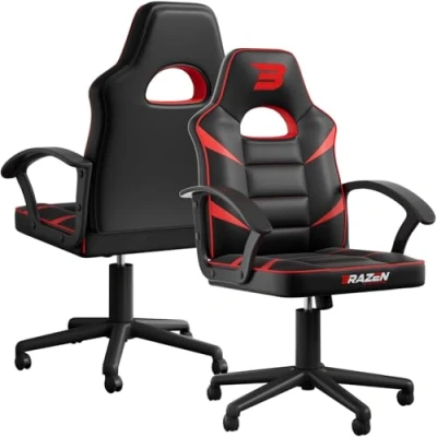 Image of BraZen Office Gaming Chair For Adults Computer Kids PC Red Mid Back Chairs Valor (Red)