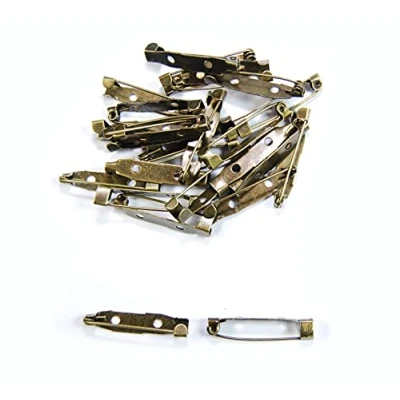 Image of Antique Bronze Brooch Bar Pins Backs for Jewellery Making Findings (Antique 20mm x 5mm Hook (2 Hole), Pack of 50)