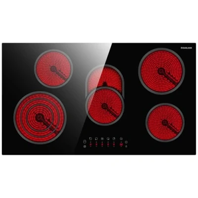 Image of GASLAND CH90BF Glass Ceramic Hob, Cooktop, 90 cm, Built in Electric Cooker, 5 Zones Stove with Triple and Oval Zone, 8500 W