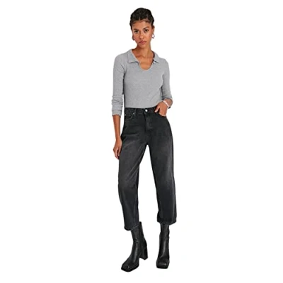 Image of Trendyol Women High Waist Straight Leg Dad Jeans Black