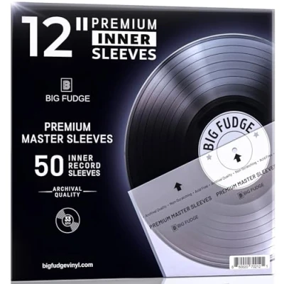 Image of Big Fudge Premium Master Vinyl Record Sleeves 12 inch x 50pcs Archival Anti Static Rice Paper Inner Clear 3 Layer LP Covers Protective Plastic Cover for Records