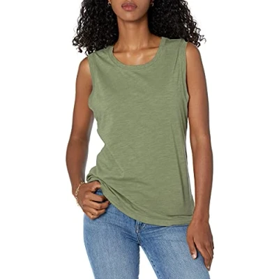 Image of The Drop Women&#039;s Nicole Crewneck Muscle Tank Top, Olive, S