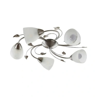 Image of Lindby Vintage Chandelier, Traditional Floral Ceiling Light, Semi Flush Mounted Fixture with 3 Lights, Classic Rustic Lighting for Living Room, Bedroom, Dining Hallway, Metal