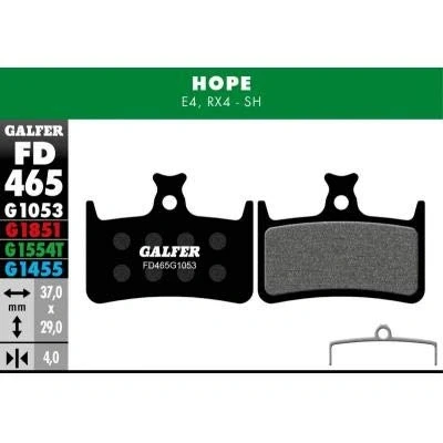 Image of Galfer Hope E4 Rx4 Red Road Bike Brake Pads G1455 Adult Unisex, Blue, One Size