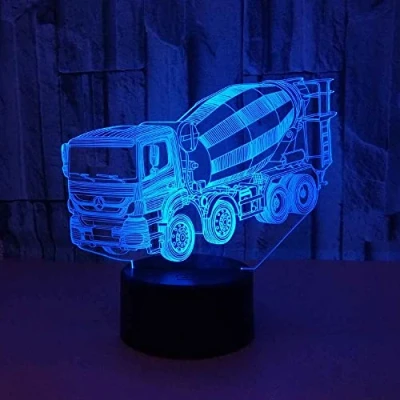 Image of SWTZEQ 3D Mixer Truck Night Light LED Desk Lamp Optical Illusion Kids Room Decoration 16 Colors Remote Control Touch Switch, Girls Boys Christmas New Year Birthday Gifts