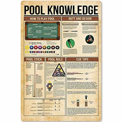 Image of Pool Knowledge Metal Tin Sign Billiards Rules Planing Education Infographic Poster School Club Home Kitchen Cafe Garage Plaque Wall Decoration 8x12 Inches