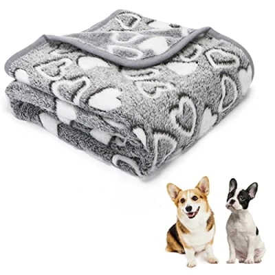 Image of Nobleza Dog Blanket Washable for Medium Dogs 100x80cm Pet Cat Puppy Heart Pattern Flannel Fleece Blankets Soft &amp; Warm Throw Dogs, Grey, 39.4x31.5in