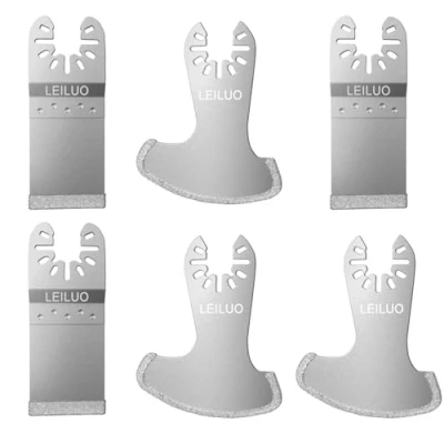 Image of 6 Piece Diamond Grit Oscillating Grout Removal Blade Set Universal Multi Tool Blades Compatible with DeWalt Makita Einhell and More