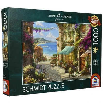 Image of Schmidt Spiele 59624 Thomas Kinkade, Café on the Italian Riviera, 1000 Piece Puzzle