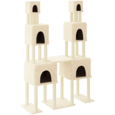 Image of vidaXL Cat Tree with Sisal Scratching Posts Cream 199 cm