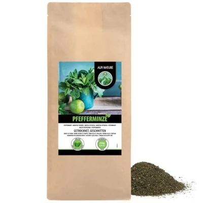 Image of peppermint (250g, 8.8oz), leaves cut, tea gently dried, 100% pure and natural, herbal