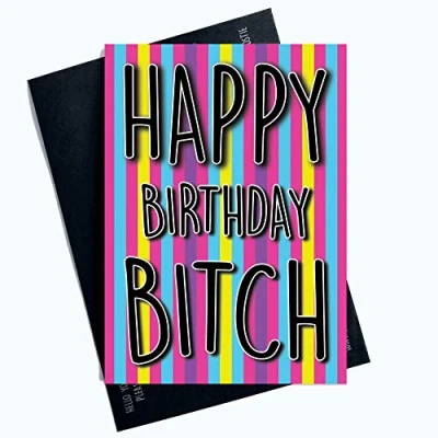 Image of Funny Rude Cards Happy Birthday Bitch Girlfriend 21st 30th 40th Joke Card PC1015