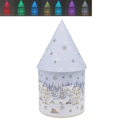 Image of White Christmas LED House for Elegant Holiday Decor Light Up Festive Ornament with Warm Glow Snowy Winter Scene Cozy Indoor Ambiance Perfect Decorations &amp; Gifts