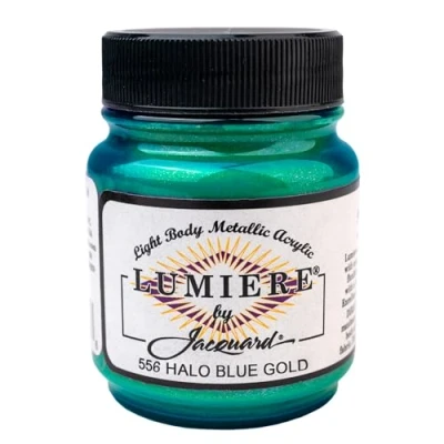 Image of Jacquard Products 2.25 oz Lumiere Metallic Acrylic Paint, Halo Blue Gold
