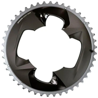 Image of Sram Chain Ring Road 107Bcd 2X12 Force With Cover Plate: Polar Grey 48T